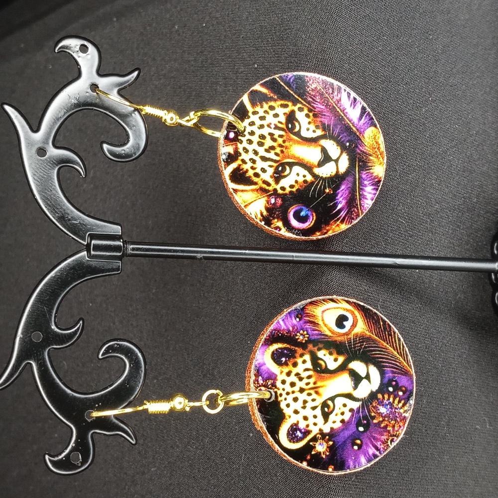 Leopard & Peacock Print Earrings
